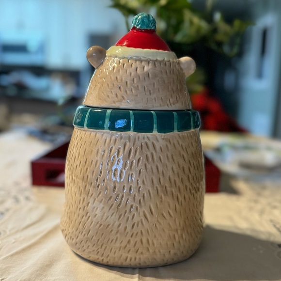 Bear Cookie Jar- 10” tall - Sleigh Bell Bistro - Picture 5 of 7